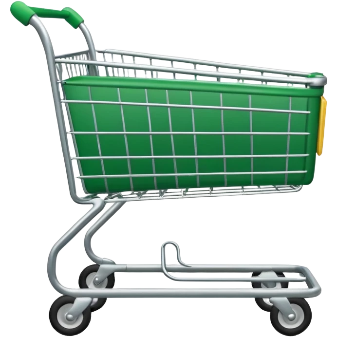create empty shopping trolley emoji with green tone color emoji