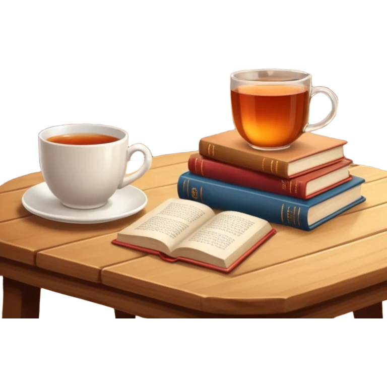 cozy books and tea or coffee emoji