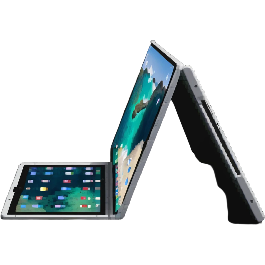Foldable tablet computer that bends in the middle emoji