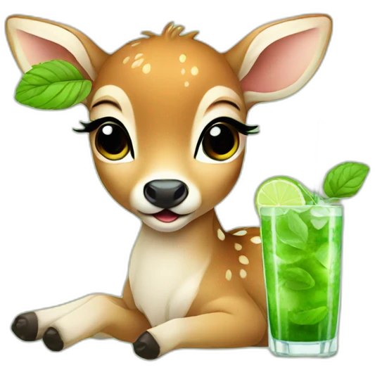 baby deer drinking mojito emoji