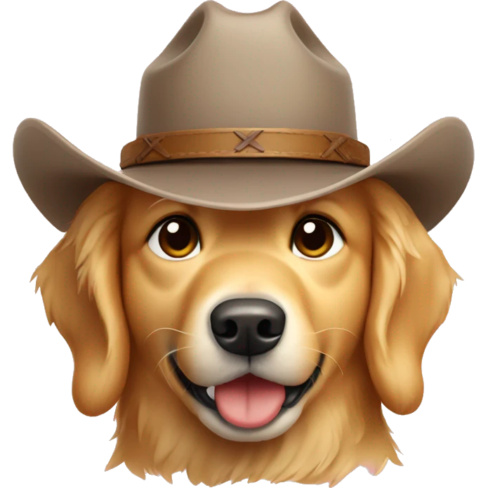 golden retriever with a cowboy hat emoji