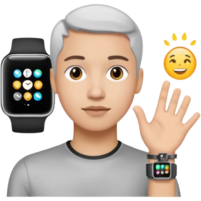 Young person wearing a smartwatch emoji