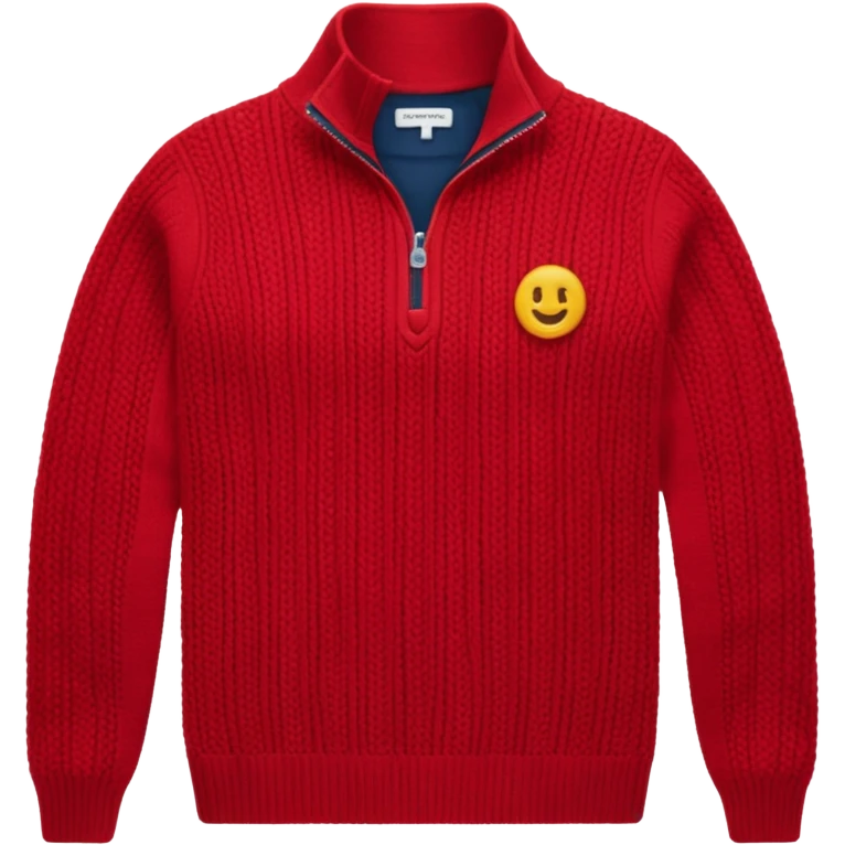 red knitted quarter zip with the knitting visible emoji