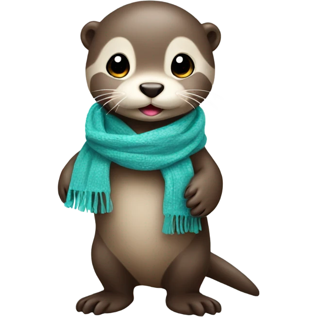Cute baby otter. Wearing scarf. Full body.  emoji