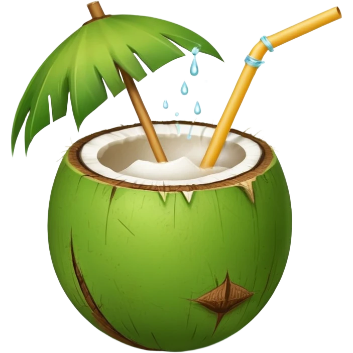 Green Coconut with straw emoji
