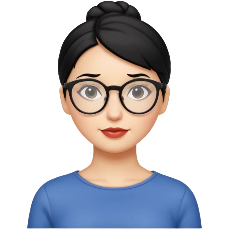 woman with black hair bun and glasses emoji