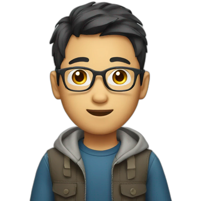 Asian boy handsome glasses emoji