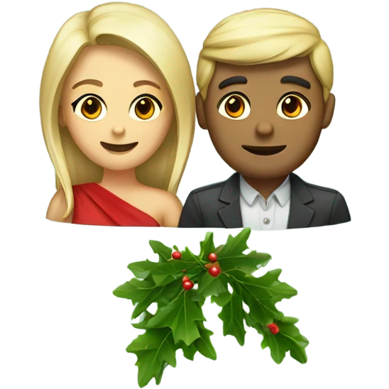 Mistletoe and couple emoji