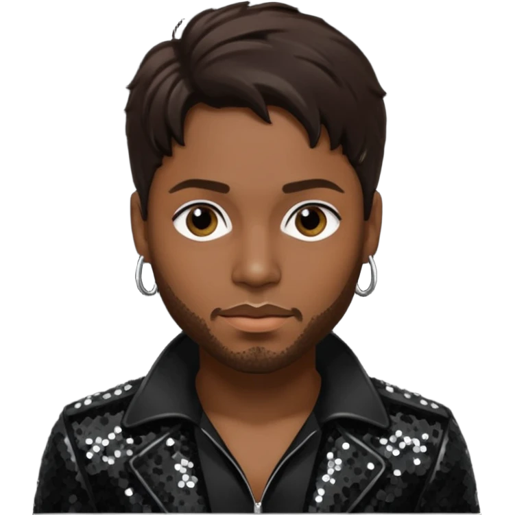 D'Angelo, Neo-Soul Singer (1974-2025) with dark brown hair black sequin outfit emoji