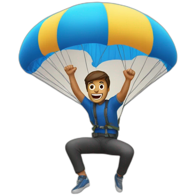man jumping with a parachute emoji