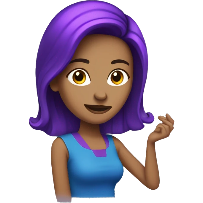 Mujer de cabello de color azul y morado siendo dj emoji