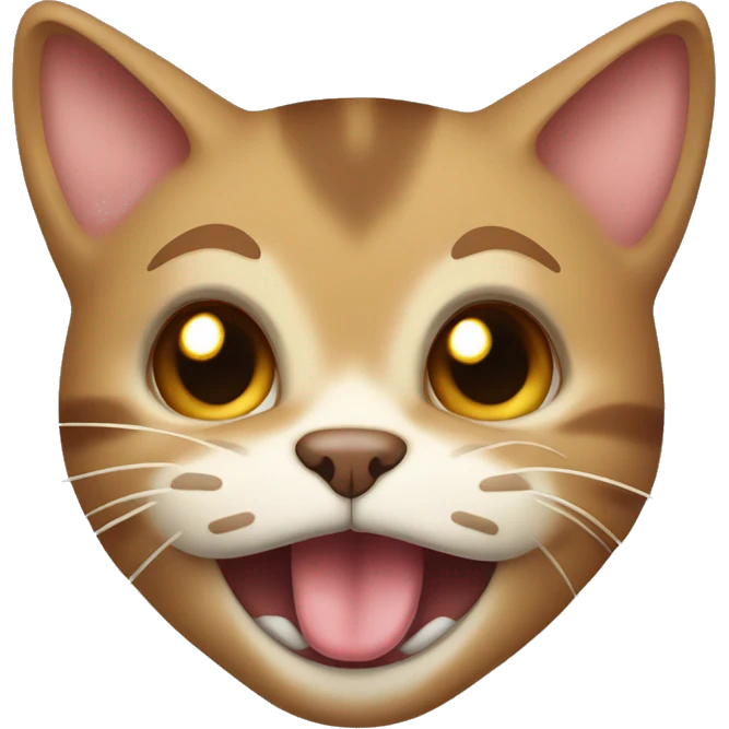 brown and beige cat tongue out emoji