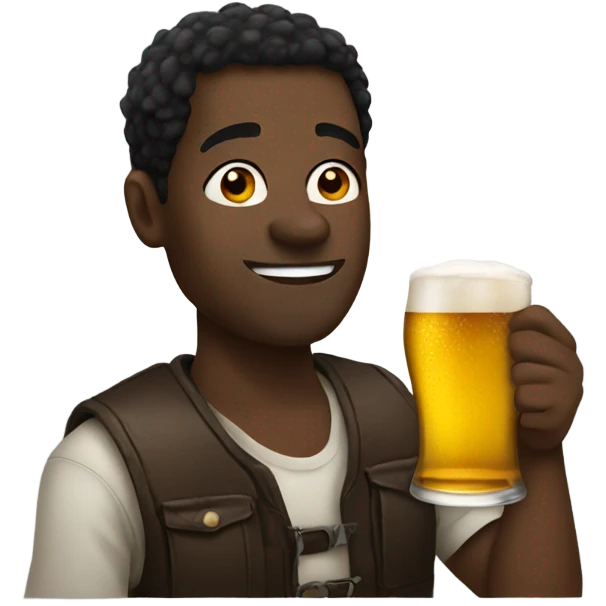 Black guy drinking beer emoji