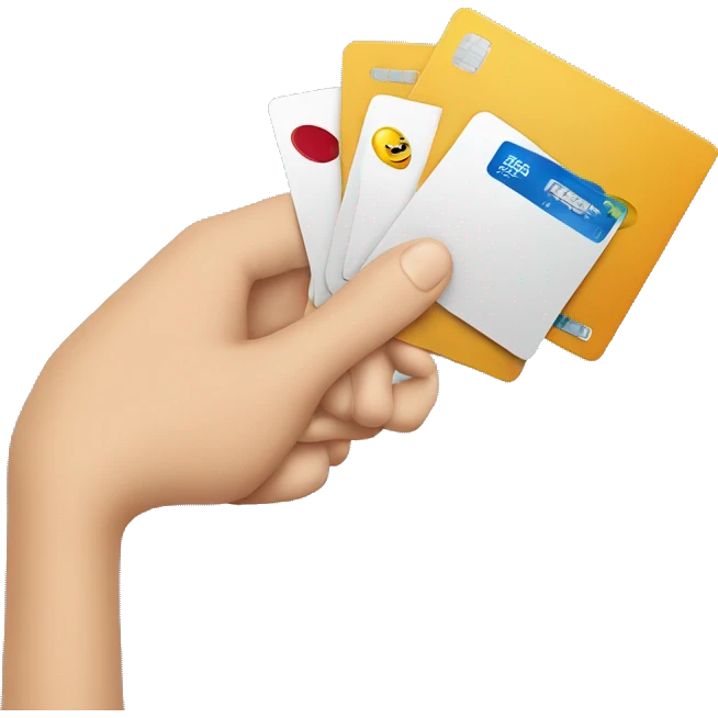 a hand spreading credit cards emoji