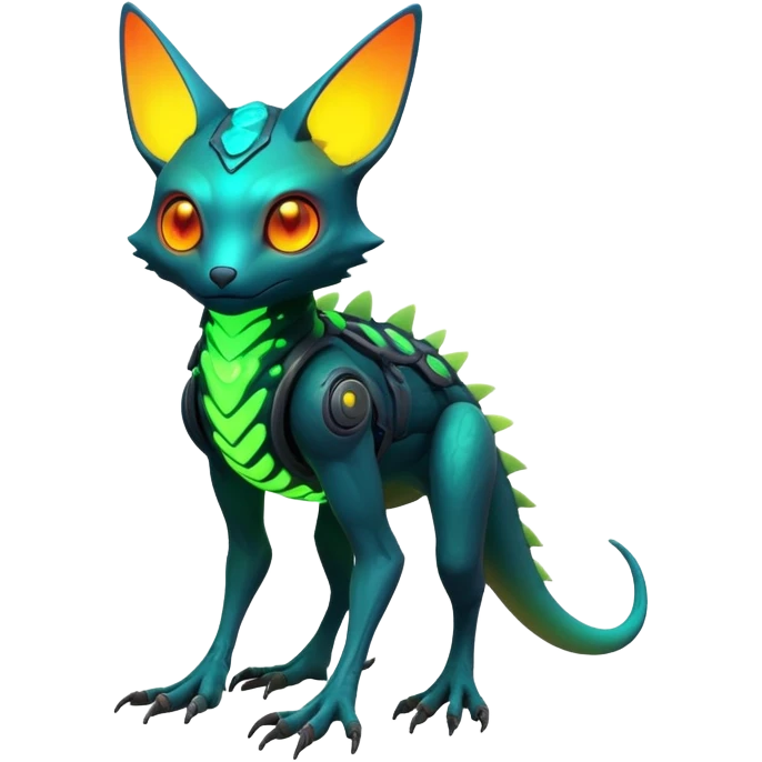 futuristic lush warm-colored neon-colored Fakémon-Trico-creature (full body) emoji