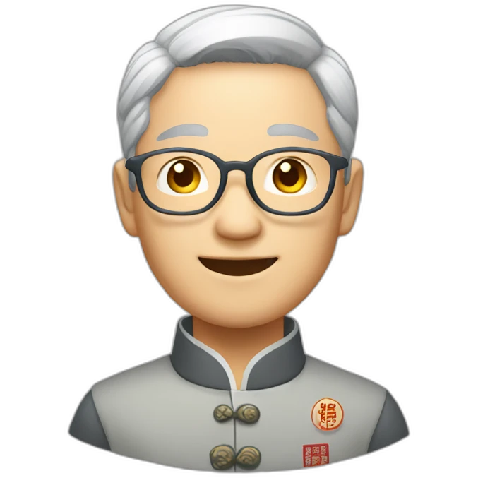 Grey hair Chinese wear glass is very happy emoji
