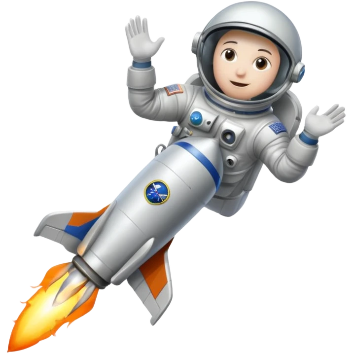 astronaut straddling a rocket taking off into space emoji