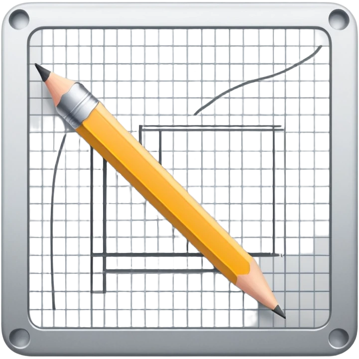 pencil placed over a square grid, representing the sketching phase of a logo emoji