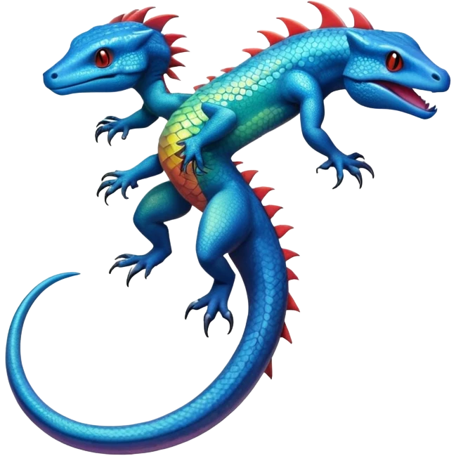 Colorful Iridescent Exotic Salandit-Aurorus-Amaura-Salamence-Fakémon-hybrid-creature (full body)  emoji