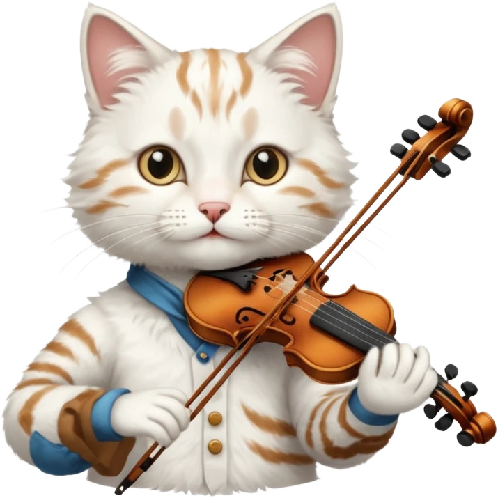 white cat play violin emoji
