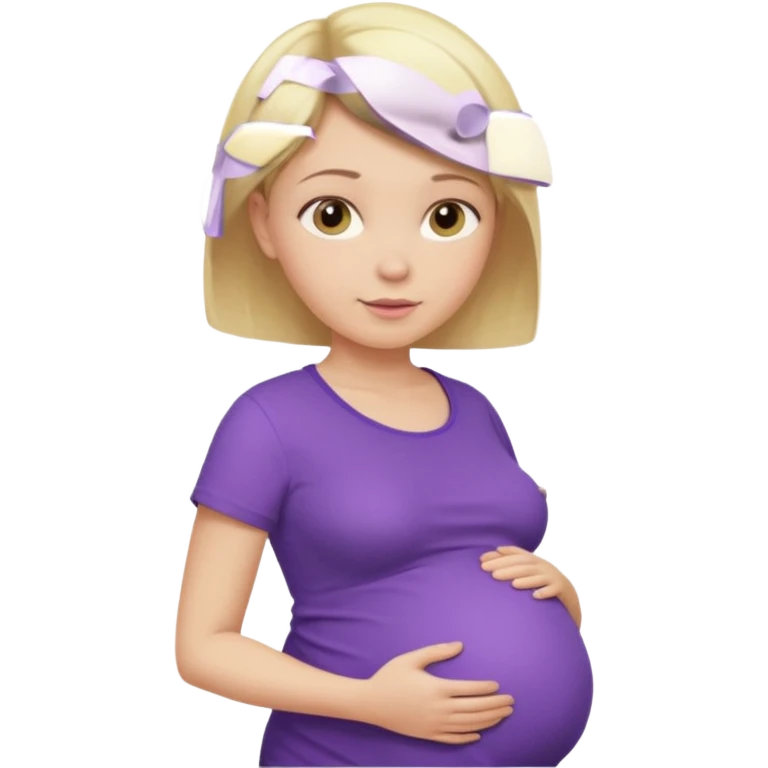 pregnant female with  very short hair, purple shirt, abdomen-head-neck, blonds emoji