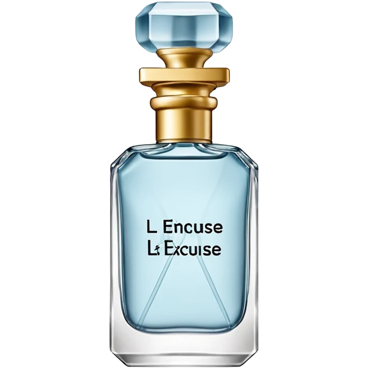 can you create a perfume bottle that says "L'eau de L'Excuse" emoji
