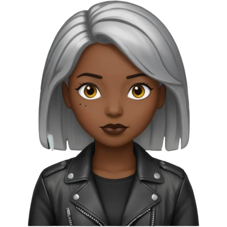 black woman with metalic hair lether jacket emoji