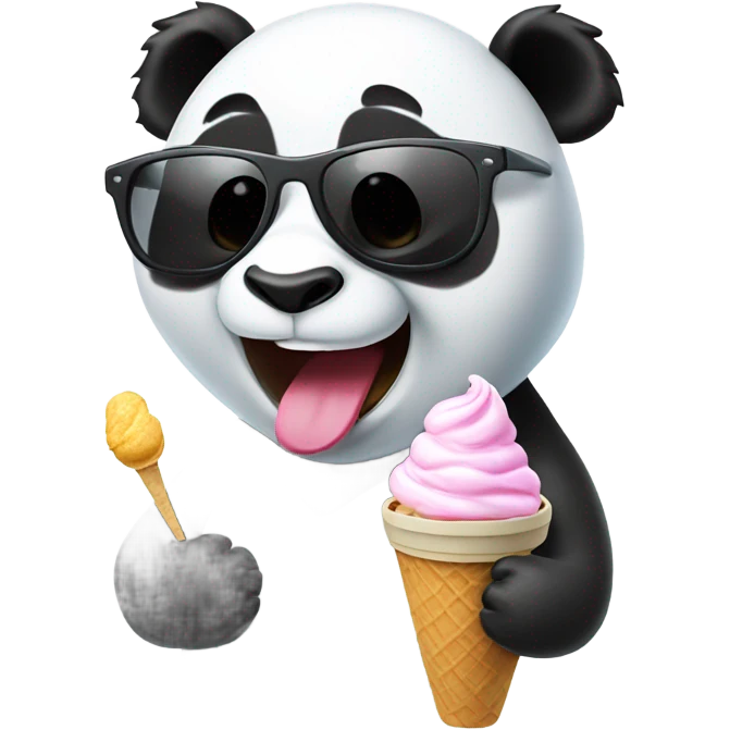 Panda with sunglasses eating ice cream emoji