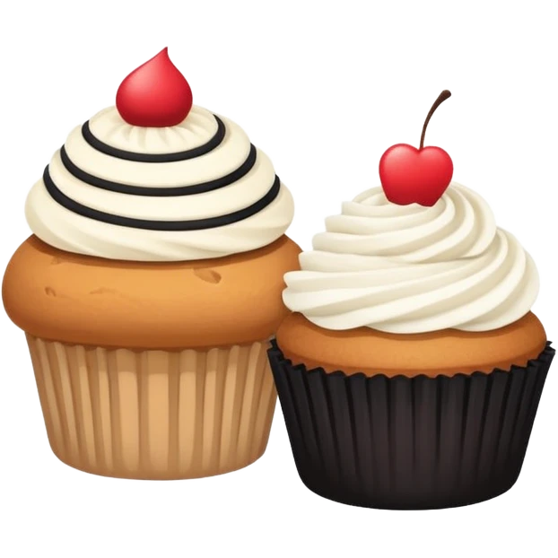 Minimalistic flat vector icon, iOS style, thin black contour on white background. Bread loaf and cupcake side by side. Clean, no text, no shadows
 emoji