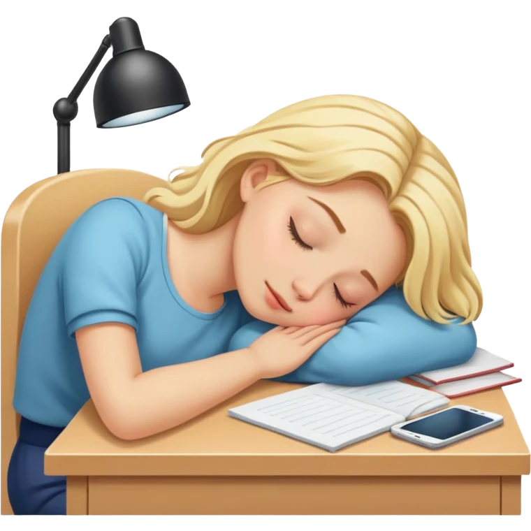 Blonde girl sleeping at desk  emoji