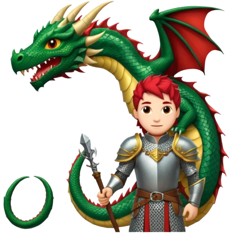 a dragon tamer in medieval time with a dragon next to him emoji