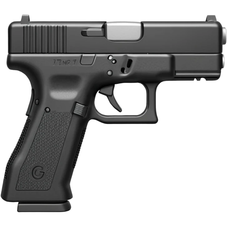 emoji of a compact pistol resembling a Glock 17 with an extended magazine and a clear legible engraving "N Block 17" on the slide, flat vector style, simple shapes, bold outlines, minimal details, transparent background, 512x512 emoji