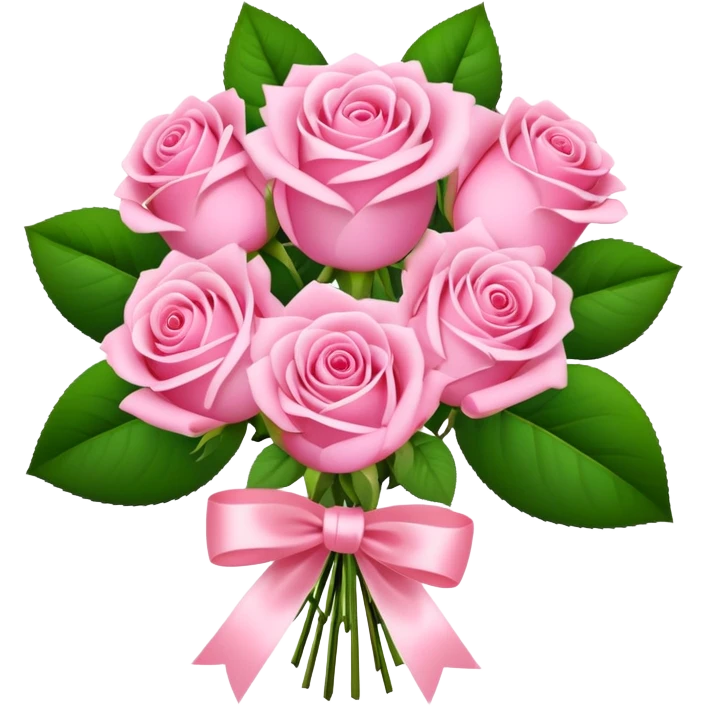 Bouquet of pink roses decorated with a bow emoji