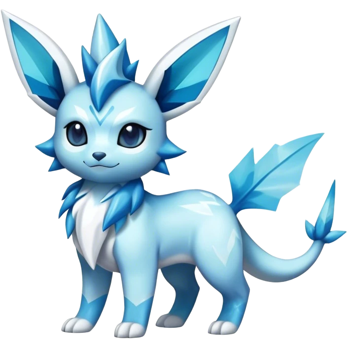 Shiny Cool Sparkly Cute Glaceon-Vaporeon-Fakemon-hybrid-fusion- full body emoji