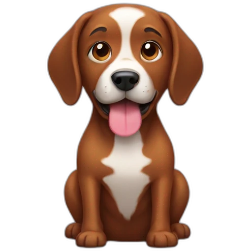 Brown dog doing poop emoji