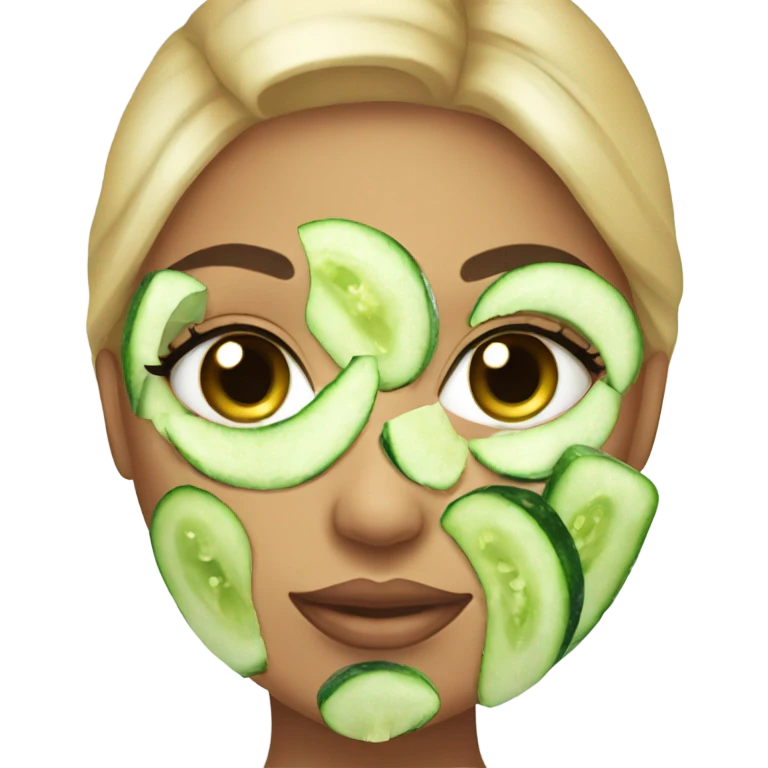 beautiful girl with a cucumber mask on her face emoji