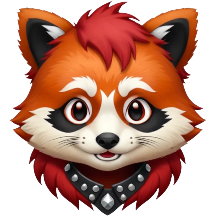 punk red panda with red and black hair emoji