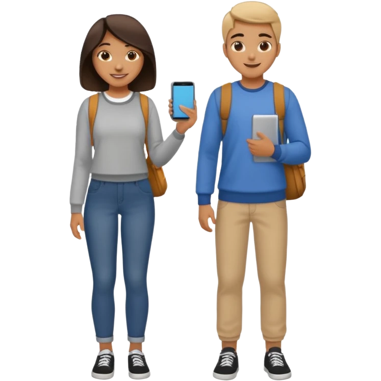dos estudiantes universitarios  cuerpo completo emoji