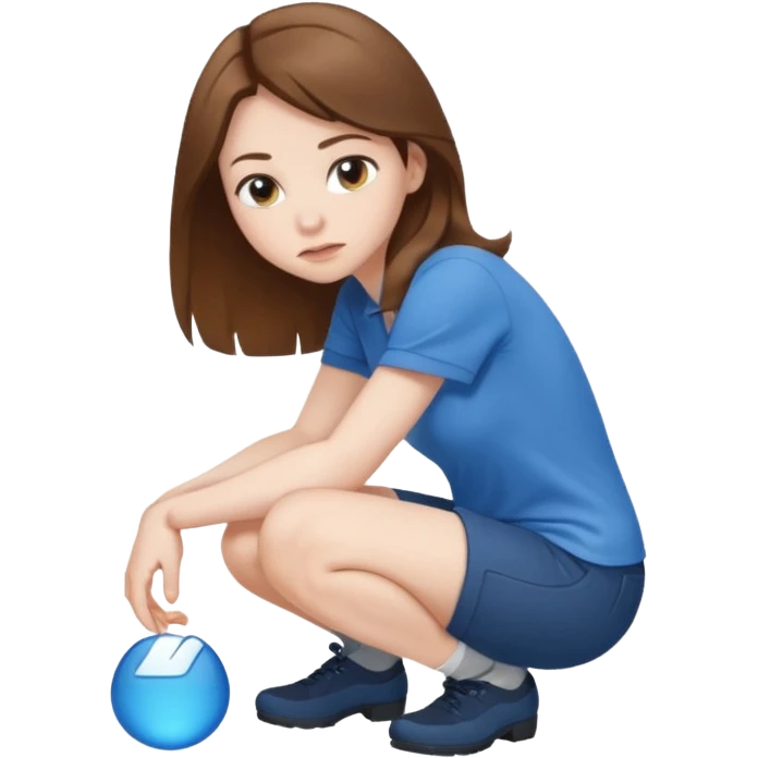  brown haired woman crouching emoji