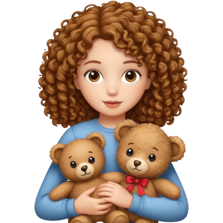 curly hair girl with bear  emoji