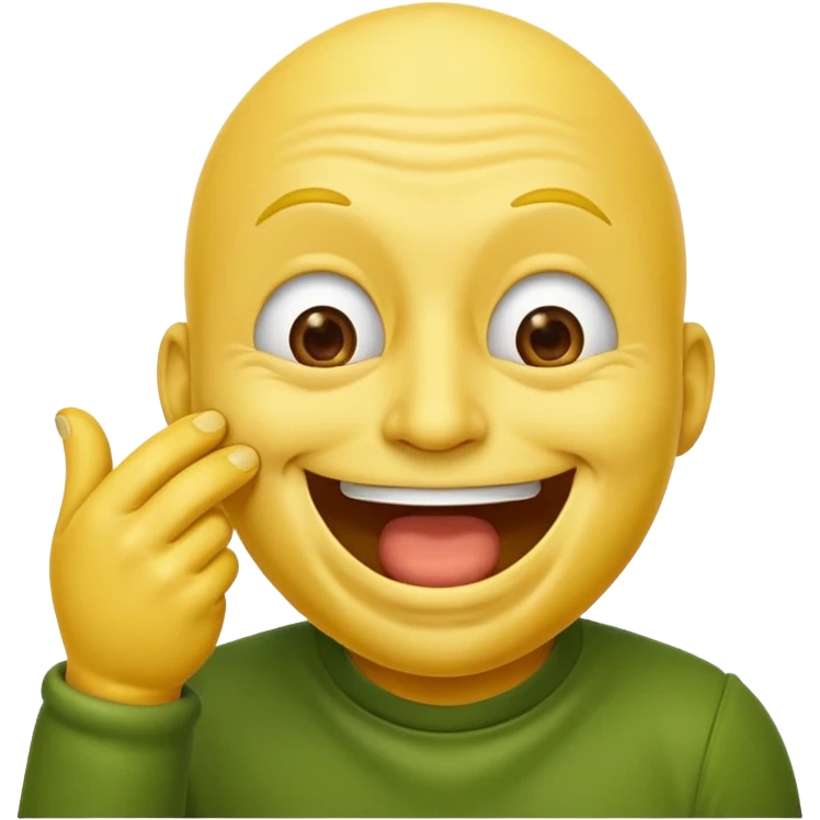emoji of a laughing soybean man, hand over mouth emoji