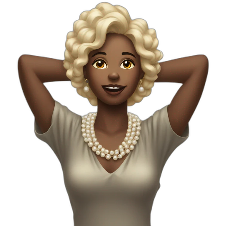 Black woman clutching her pearls on neck emoji
