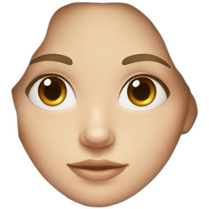 white girl with wavy long dark hair, freckles and dark brown eyes emoji