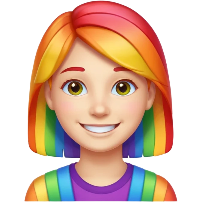 pride character, smiling, rainbow colors, inclusive and joyful vibe, modern Apple emoji style, clean vector look, soft gradients emoji