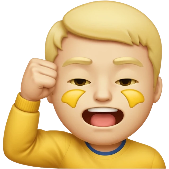 Regular yellow face emoji biting his lip with his eyes closed while having a fist a the lower part of his face and doing the frat flick with his other hand emoji