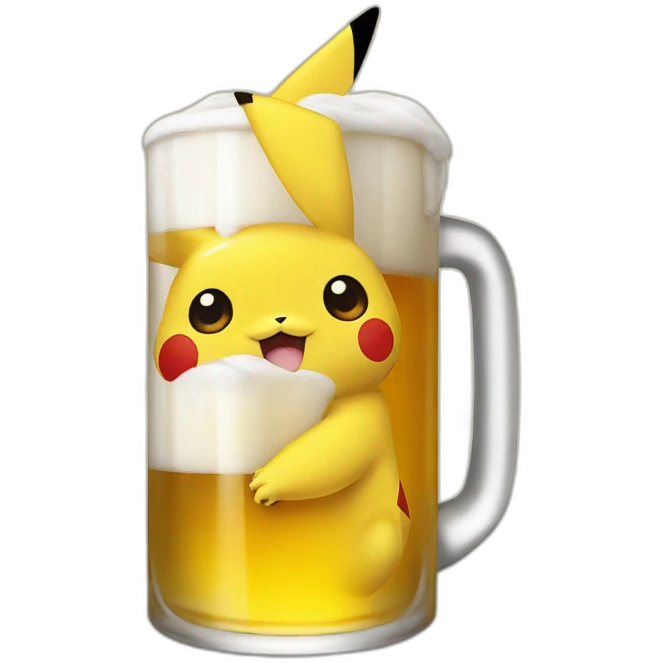Pikachu drink a beer emoji