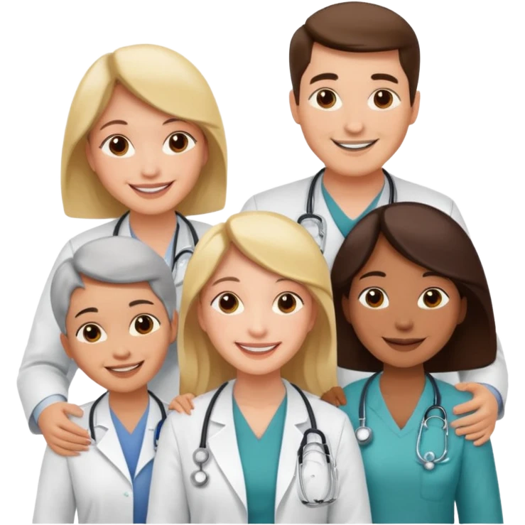 medico abraçando varios pacientes emoji