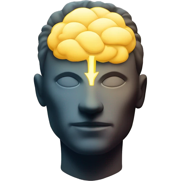 mental power represented by a head silouette iluminated emoji