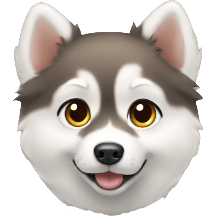 pomsky puppy whie with brown ears and eyes emoji