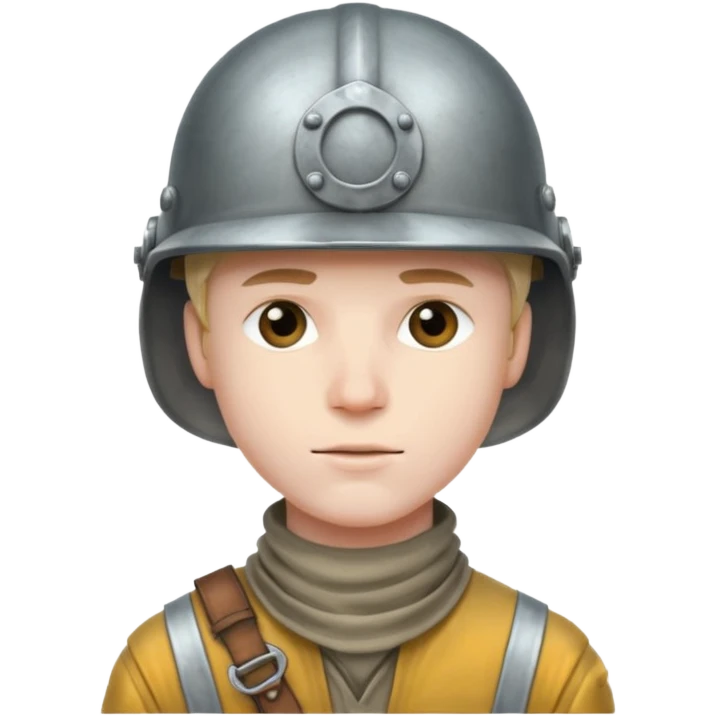 young man wearing steel helmet emoji